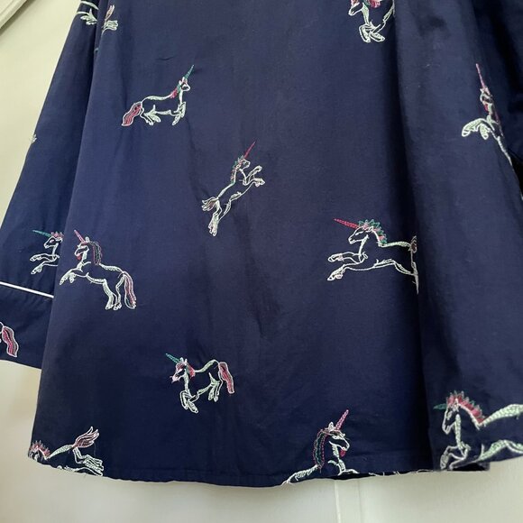 Printfresh Embroidered Unicorn Long Sleeve Pajama Sleep Top Plus Size 4X Blue - Picture 7 of 12